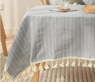 Elegant Tasseled Cotton Linen Tablecloth