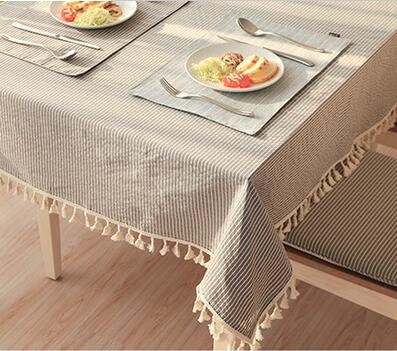 Elegant Tasseled Cotton Linen Tablecloth