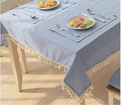 Elegant Tasseled Cotton Linen Tablecloth