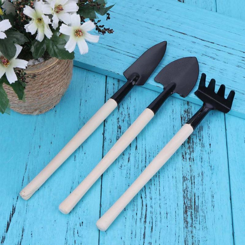 Mini Spade Shovel Harrow Set Gardening Tools Potted Plants Maintenance Suit With Wooden Handle Garden Tool