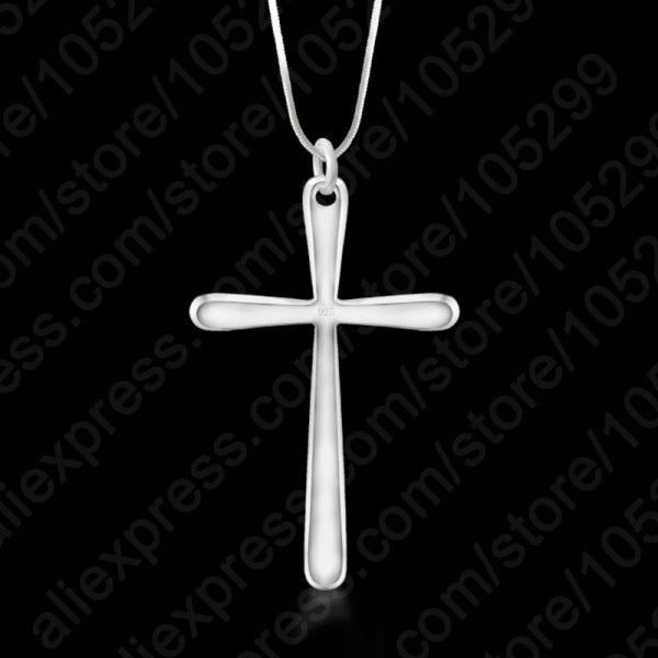 Classic 925 Sterling Silver Religious Cross Necklace and Pendant