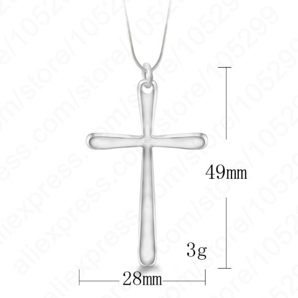 Classic 925 Sterling Silver Religious Cross Necklace and Pendant