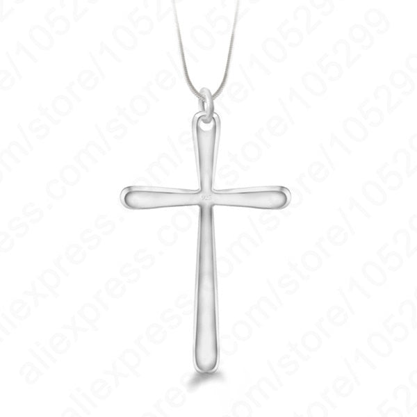 Classic 925 Sterling Silver Religious Cross Necklace and Pendant