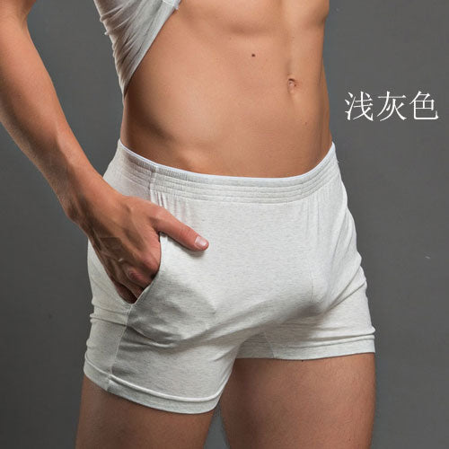 New low-waist men's boxer underwear  100% cotton   boxer  male loose plus size underwear 5 colors size M/L/XL