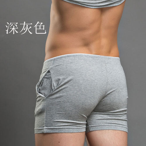 New low-waist men's boxer underwear  100% cotton   boxer  male loose plus size underwear 5 colors size M/L/XL