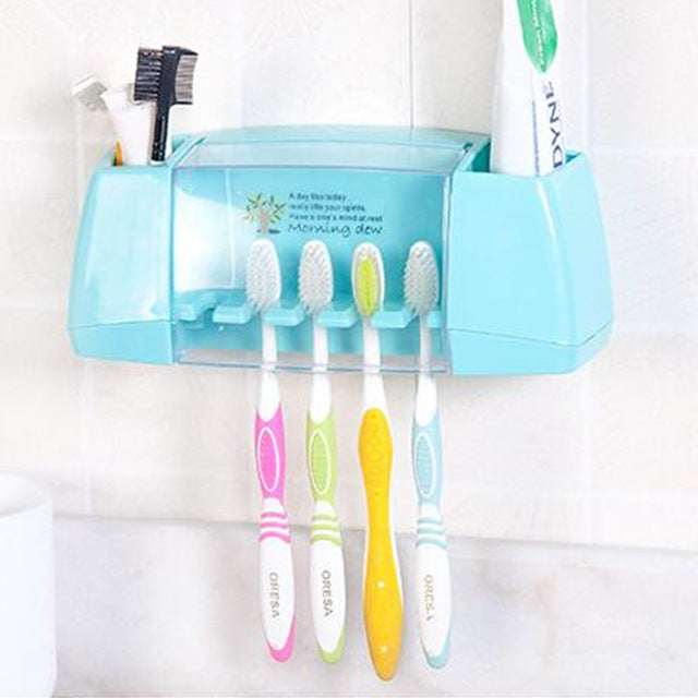 Multi-Functional Toothbrush & Toothpaste Wall Mounted Holder