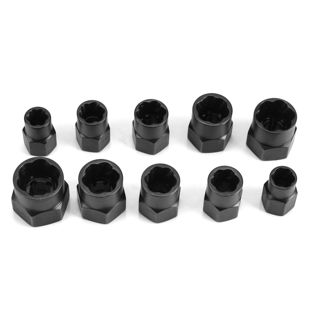 10 Piece: Damaged Bolt Nut Screw Remover Threading Tool Set with Box