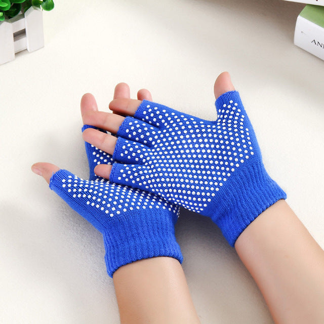 Unisex Half Finger Yoga Pilates Gloves Gym Fitness Cotton Training Gloves Non-Slip Breathable Exercise Bodybuilding Gloves