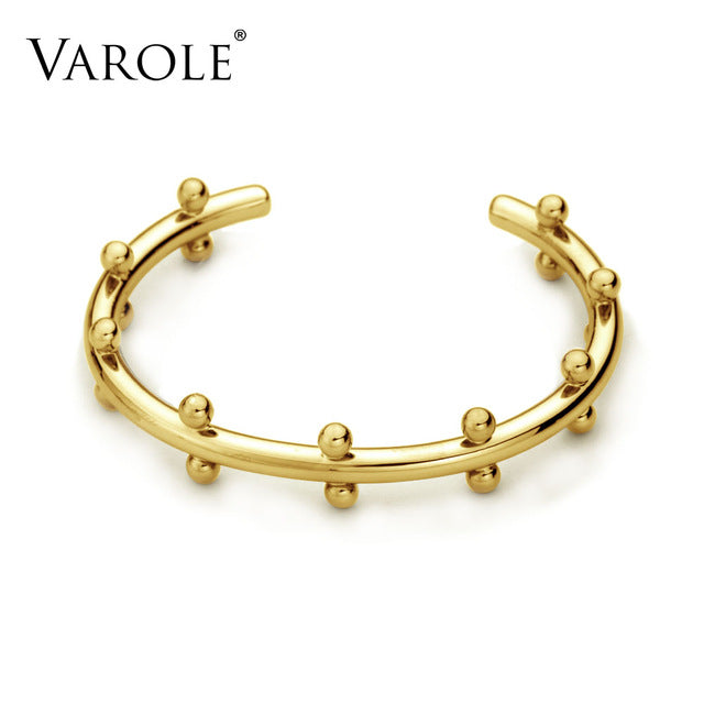 VAROLE Noeud Armband Gold Color Bracelet Manchette Bangles Metal Beads Cuff Bracelets & Bangle For Women Jewelry Pulseiras