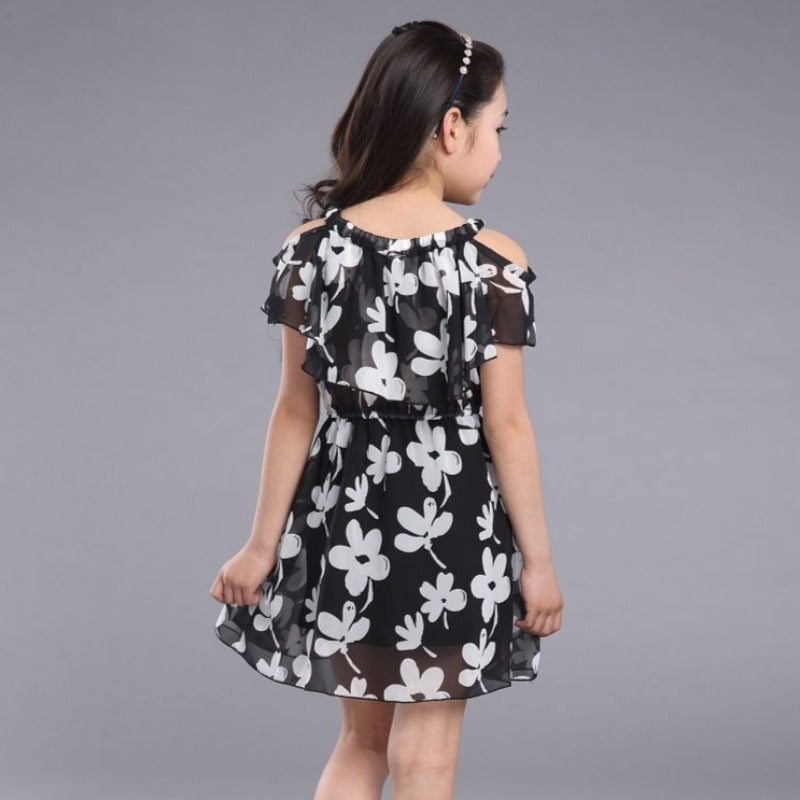 Baby Girls Dress Summer Fashion Children Clothing Kids Flower Dress Chiffon Princess Costume Vestidos  8 9 10 11 12 Yrs