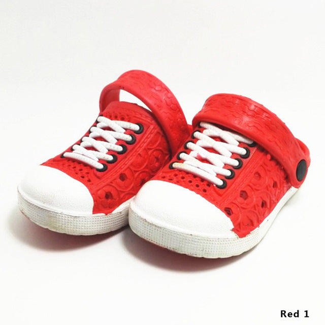 Multicolore Child Imitation Canvas Shoes Lace Hole EVA Beach Sandals Garden Slippers For Girls Boys Kids