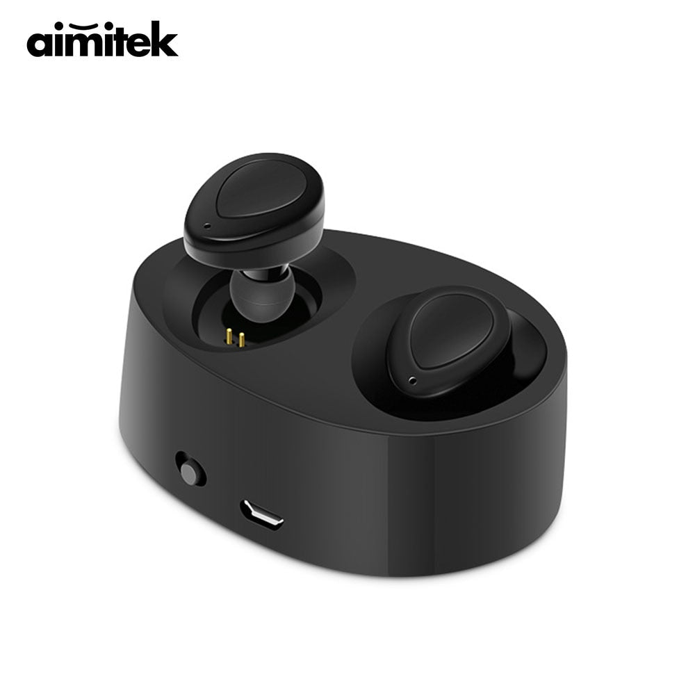 Aimitek K2 TWS Bluetooth Earphones True Wireless Earbuds Mini Stereo Music Headsets Hands-free With Mic Charging Box for Phones