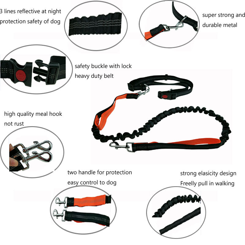 [TAILUP] Dogs Leash Running Elasticity Hand Freely Pet Products Dogs Harness Collar Jogging Lead and Adjustable Waist Rope CL153