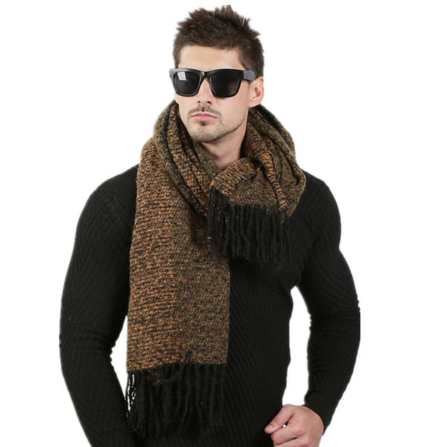 Men's Thick Wool Knitted Cashmere Scarf