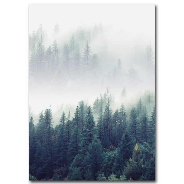 Nordic Forest Landscape Wall Decoration Art Canvas Print