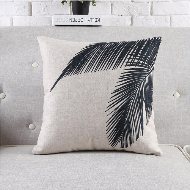 Tropical Style Black And White Geometric Printed Cushion Cover Decorative Sofa Throw Pillow Car Chair Home Decor Pillow Case