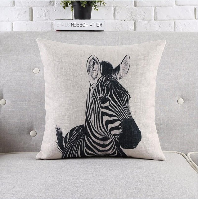 Tropical Style Black And White Geometric Printed Cushion Cover Decorative Sofa Throw Pillow Car Chair Home Decor Pillow Case