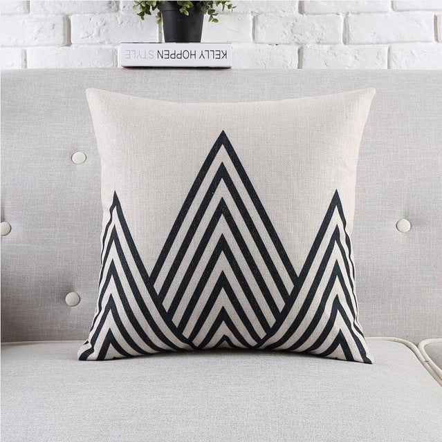 Tropical Style Black And White Geometric Printed Cushion Cover Decorative Sofa Throw Pillow Car Chair Home Decor Pillow Case