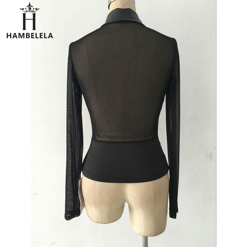 HAMBELELA Spring Autumn Women Slim Blazer Coat Fashion Casual Mesh Long Sleeve One Button Suit Ladies Blazers Work Wear