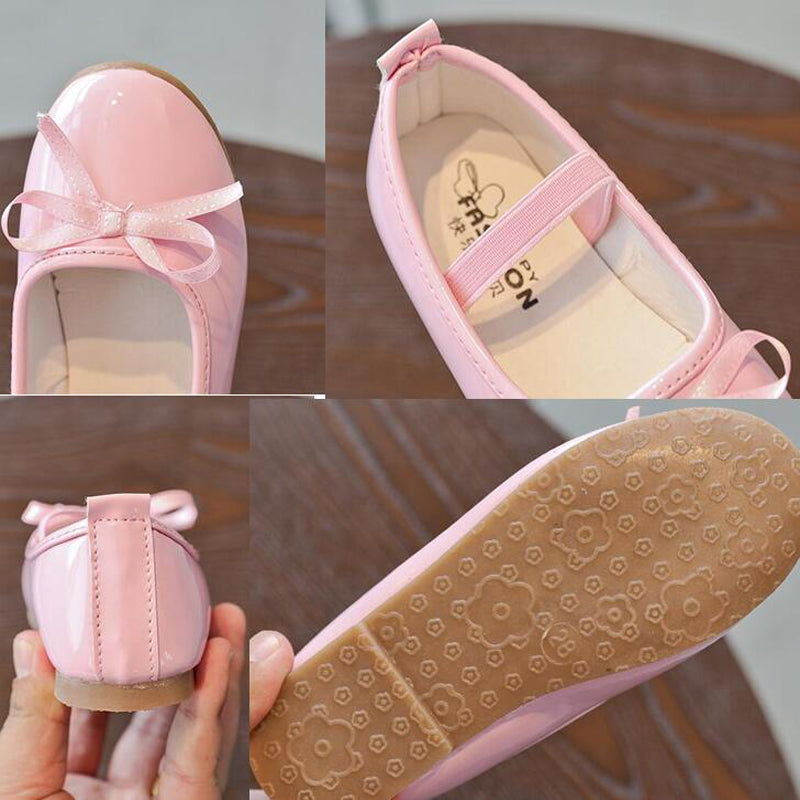 high quality children's sandals Girls leather single shoes kids girls princess bowtie Student flat shoes K3049