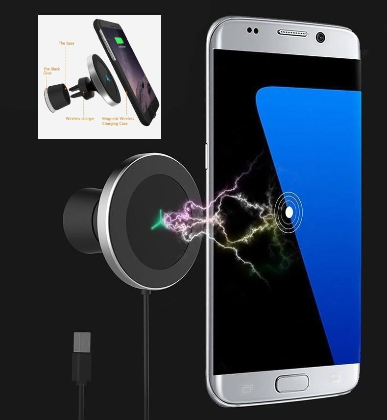 Wireless 360 Rotating Magnetic Phone Mount Car Charger