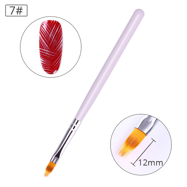 Gradient Acrylic Painting Brush UV Gel Flower Drawing Pen Purple Handle Manicure Nail Art Tool 8 Patterns optional