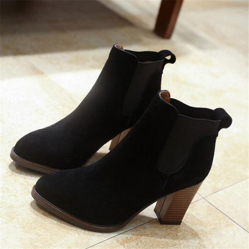 COVOYYAR Classic Thick Heel Women Ankle Boots Autumn Winter Lady High Heel Martin Boots Booties Black Shoes Women WBS267
