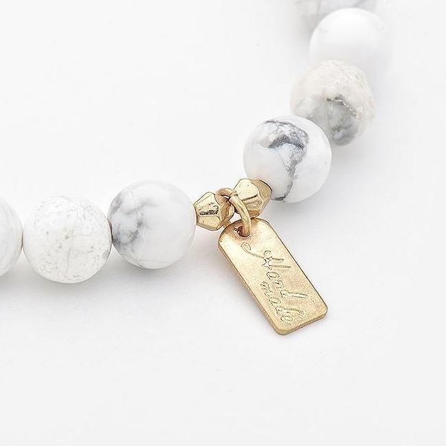Women's Elegant Natural Stone Beads Bracelet with Charm