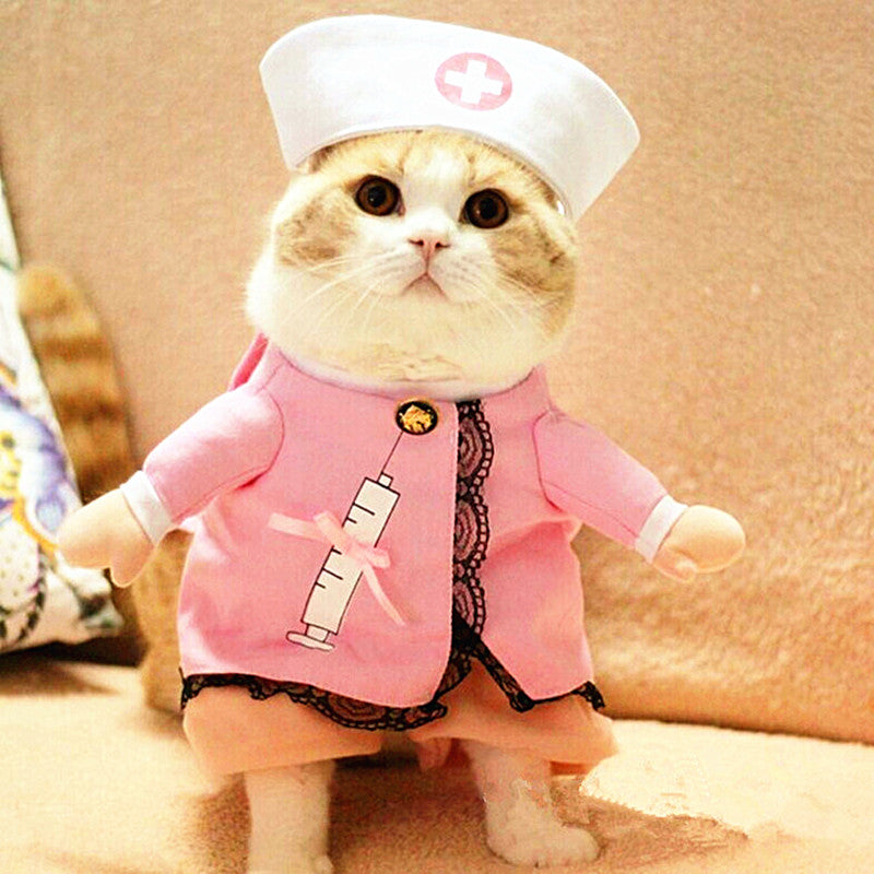 Cute Pet Cat Costume Clothes For Cat Funny Costume Cat Clothes Dress Apparel Nurse Suit Outfit Pet Clothes Cotton Apparel 30 S1