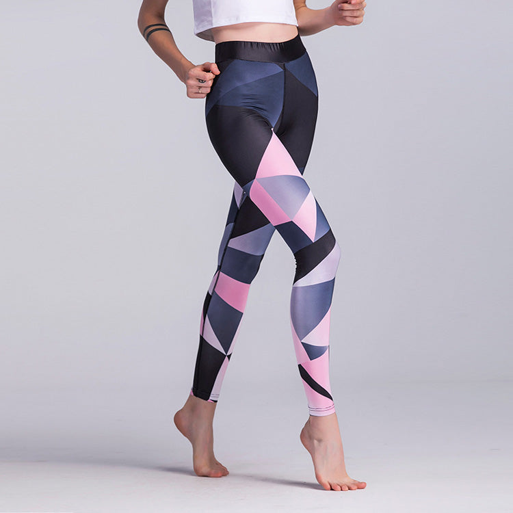 Women's Elastic Waist High geometric Printed Yoga Leggings