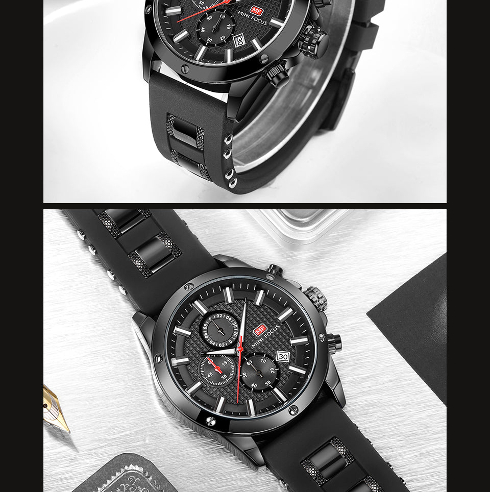 Mens Watches Top Luxury Brand MINIFOCUS Sports Watch Men Military Leather Quartz-watch Waterproof Male Clock Relogio Masculino