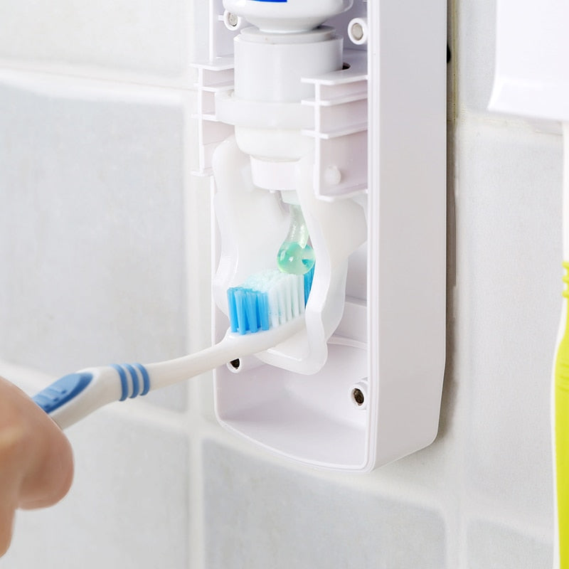 Creative Automatic Toothpaste Dispenser with Toothbrush Holder