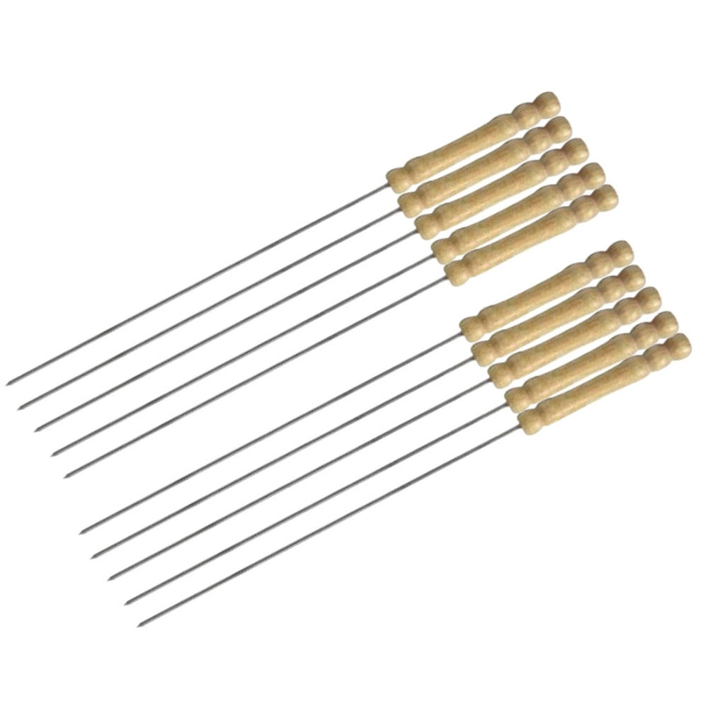 10Pcs Steel Metal BBQ Skewer Grill Kabob Set