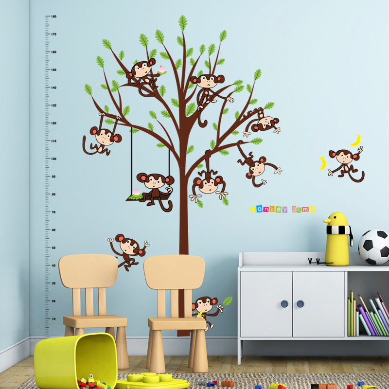 [Fundecor] new cartoon monkey tree baby wall stickers for children's rooms Home Decoration art decal heigh wallstickers
