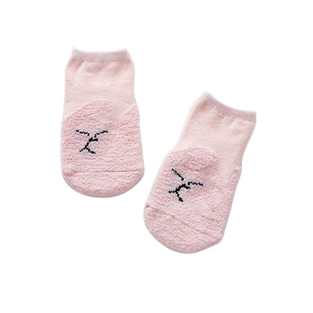 Fashion Winter Cute Baby Animals Printed Coral Velvet Socks Kids Thicken Warm Fluffy Floor Socks