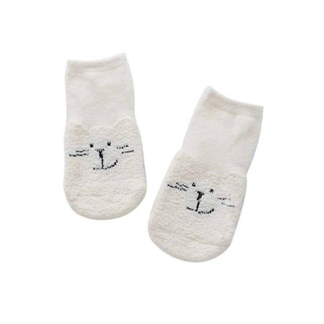 Fashion Winter Cute Baby Animals Printed Coral Velvet Socks Kids Thicken Warm Fluffy Floor Socks