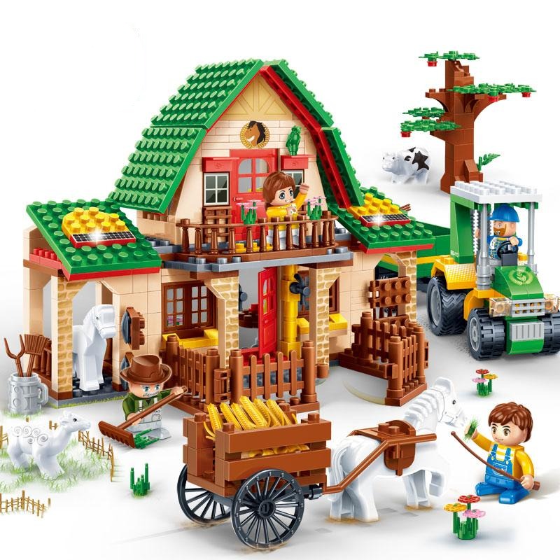 BanBao 8579 Countryside Happy Farm House Bricks Educational Building Blocks Model Toys For Kids Children Compatible With Legoe