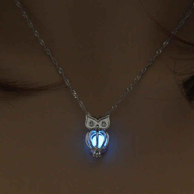 Charm Glowing Owl Pendant Necklace Cute Luminous Jewelry Choker 3 Colors Christmas Gift For Women Necklace Fashion