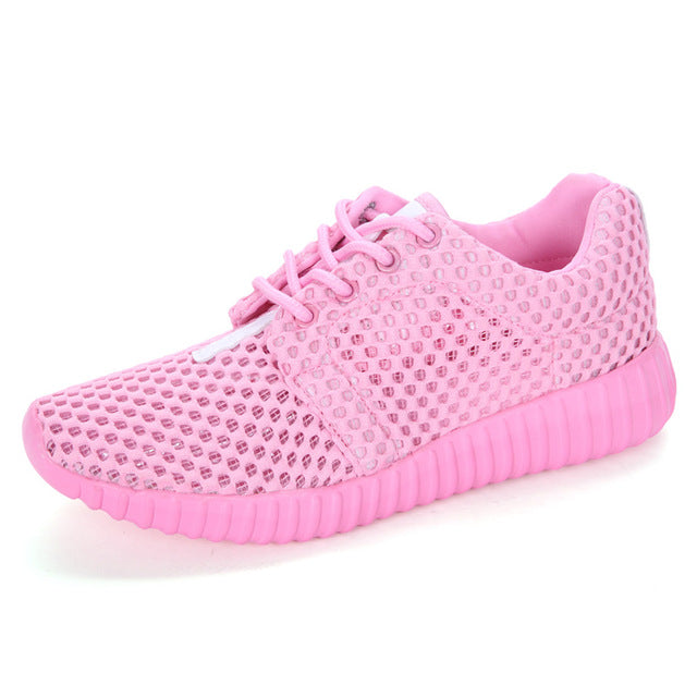 Lightweight Sneakers Women Mesh Breathable Ladies Athletic Shoes White Pink Lady Walking Sneakers