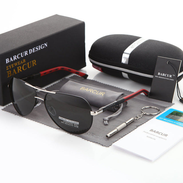 BARCUR Men Sunglasses Brand Original HD Polarized Driver glasses Polaroid Sun glasses Male Pilot Eyewear