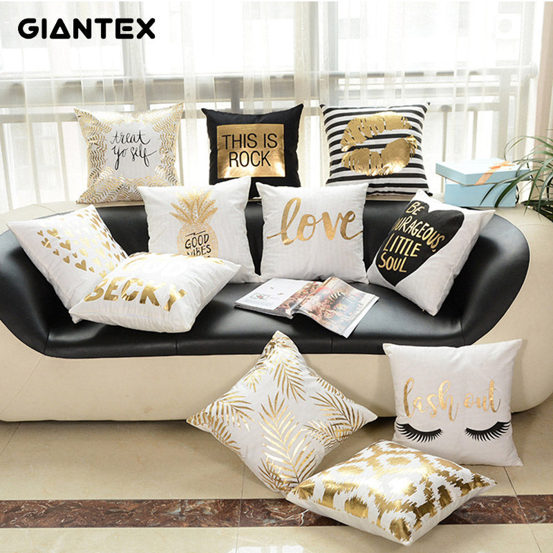 GIANTEX Simple Bronzing Cushion Cover Decorative Pillowcase Home Decor Sofa Throw Pillow Cover 45x45cm U1331