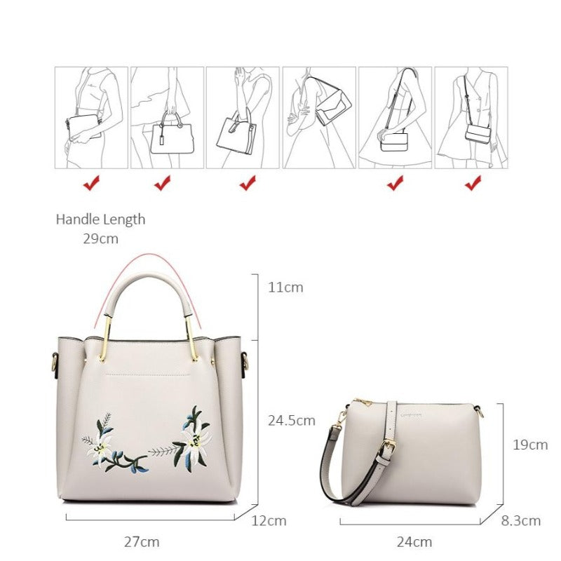LOVEVOOK women bag female handbags high quality PU shoulder crossbody bag with Embroidery 2 psc./s tote messenger bags for women