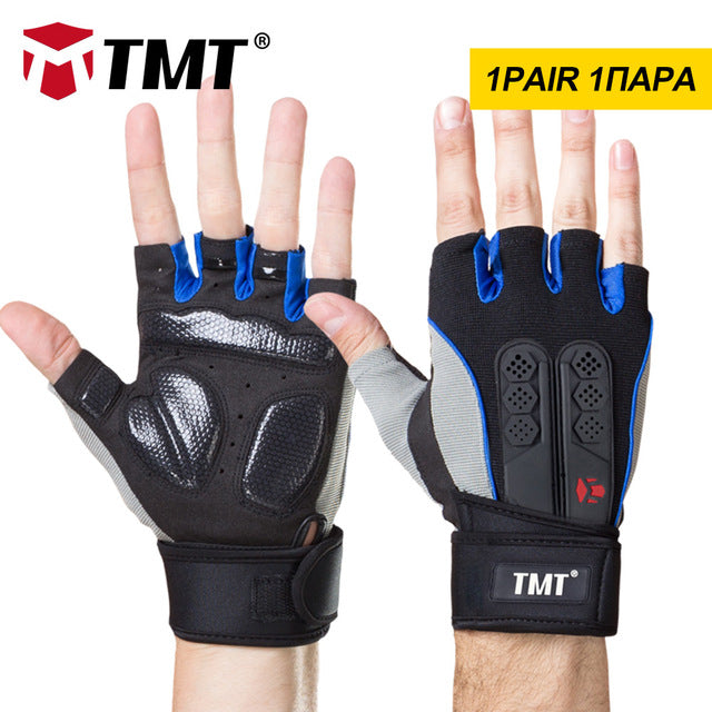 TMT Gym gloves fitness gloves Silicone Antislip Breathable weight lifting sports training gloves Lengthened bandage Dumbbell