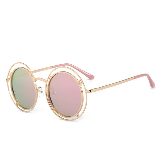 Sunglasses Unisex Metal Wrap Eyeglasses Round Shades Brand Designer Sun glasses Mirror High Quality UV400
