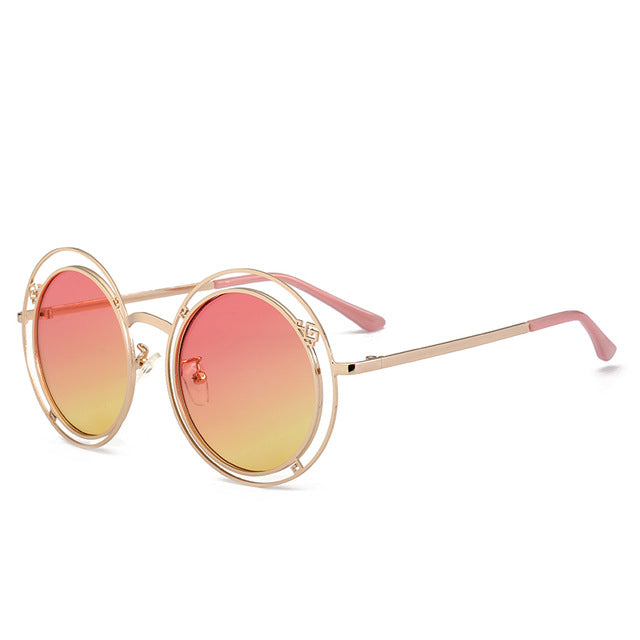 Sunglasses Unisex Metal Wrap Eyeglasses Round Shades Brand Designer Sun glasses Mirror High Quality UV400