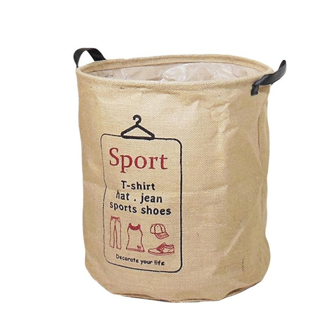 3 Types Foldable Jute&PE  Storage Bucket Washing Clothes Durable Laundry Storage Basket Bag 2 Sizes