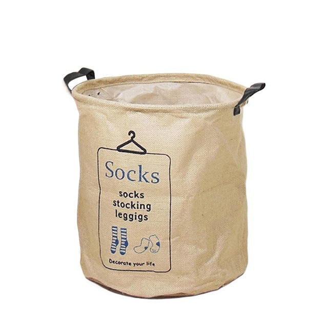 3 Types Foldable Jute&PE  Storage Bucket Washing Clothes Durable Laundry Storage Basket Bag 2 Sizes