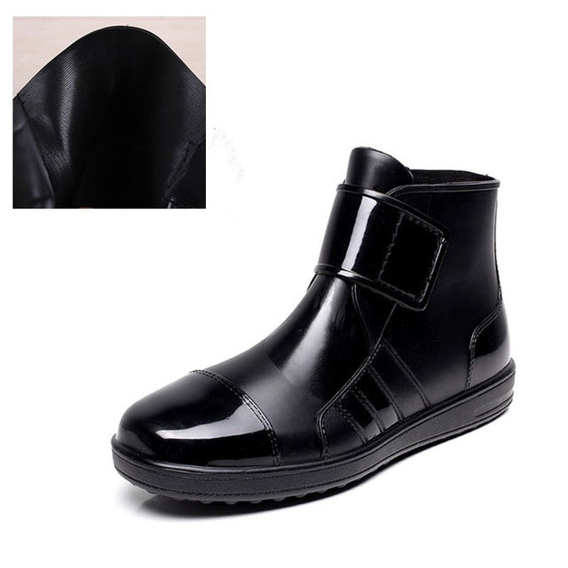 Ankle Mens Rubber Rain Boots Men Water Shoes Pvc Waterproof Fashion Short Gummisitefel Rainboots Black Anti-slip Botas Hombre