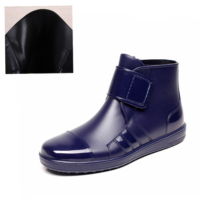 Ankle Mens Rubber Rain Boots Men Water Shoes Pvc Waterproof Fashion Short Gummisitefel Rainboots Black Anti-slip Botas Hombre