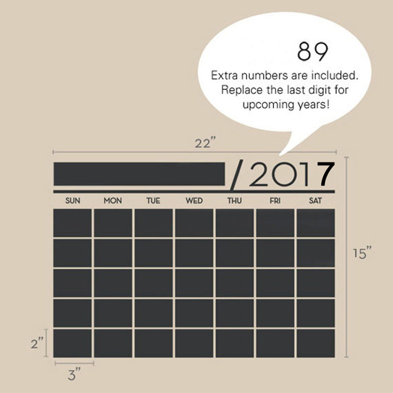 DIY Monthly Chalkboard Calendar Blackboard Sticker Wallpaper